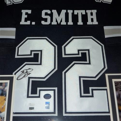 Autographed Emmitt Smith Dallas Cowboys (Blue #22) Deluxe Framed Jersey - JSA-Powers Sports Memorabilia