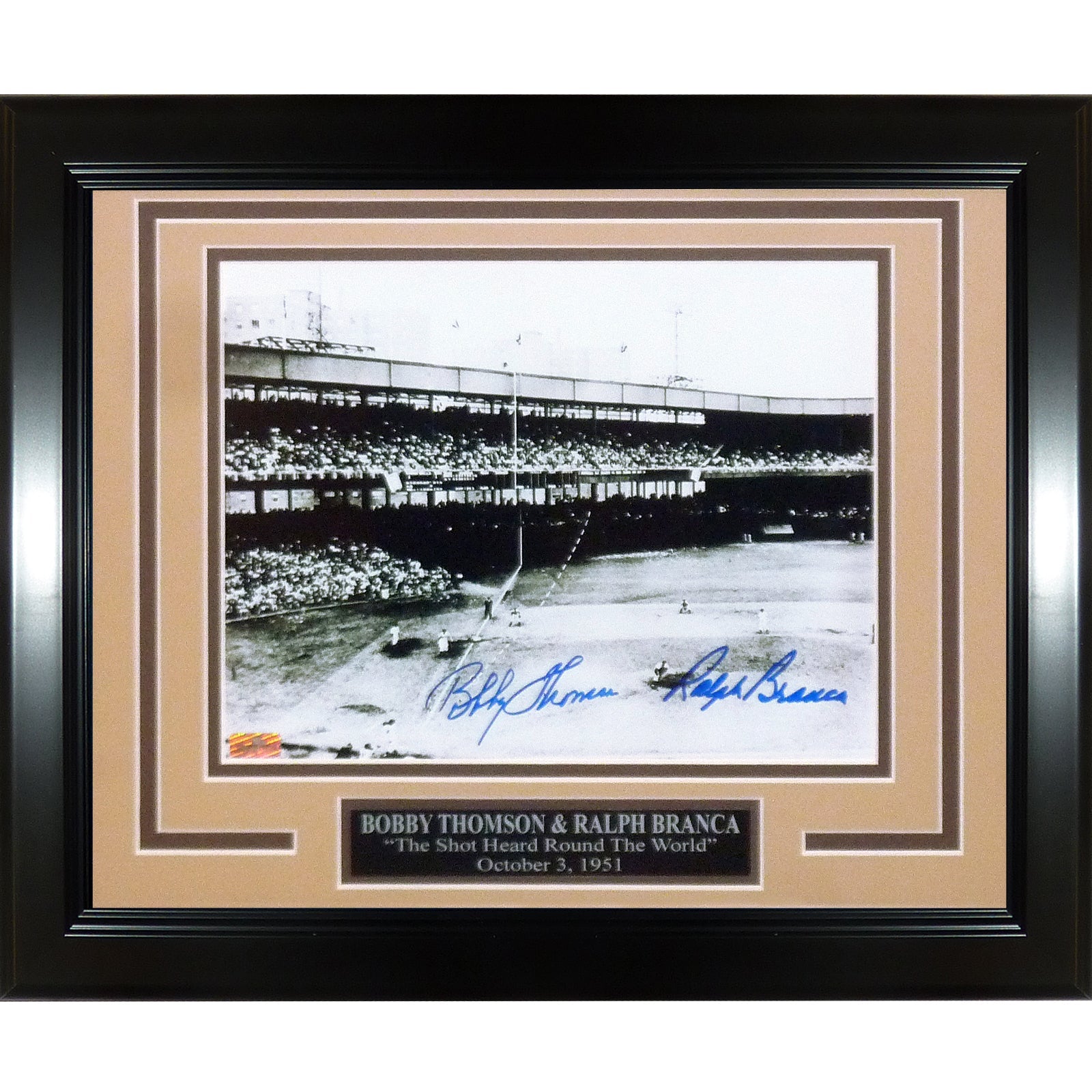 Autographed Ralph Branca And Bobby Thomson Dual "Shot" (Horizontal Dotted Line) Deluxe Framed 8x10 Photo-Powers Sports Memorabilia