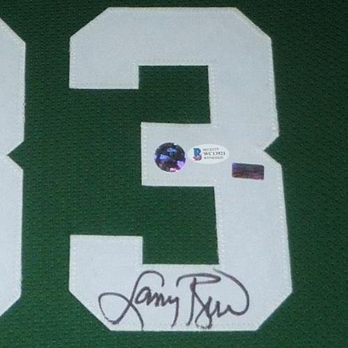 Autographed Larry Bird Boston Celtics (Green #33) Deluxe Framed Jersey - Beckett Witness-Powers Sports Memorabilia