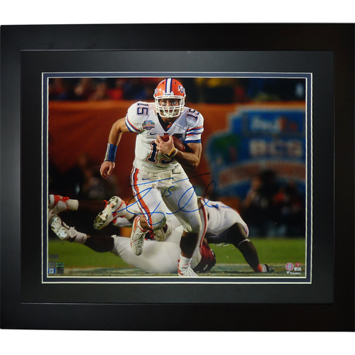 Autographed Tim Tebow Florida Gators (08 BCS Run) Deluxe Framed 16x20 Photo - Tebow Holo-Powers Sports Memorabilia