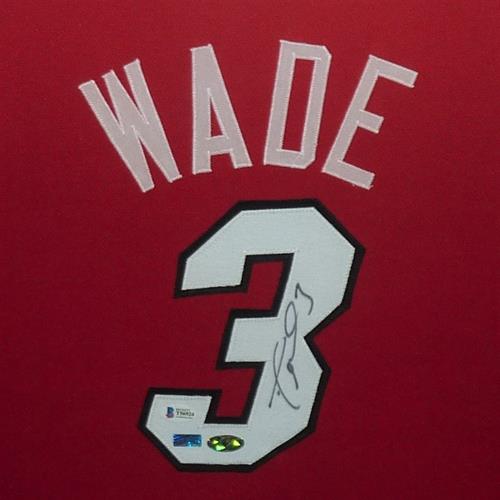 Autographed Dwyane Wade Miami Heat (Red #3) Deluxe Framed Jersey - Fanatics-Powers Sports Memorabilia