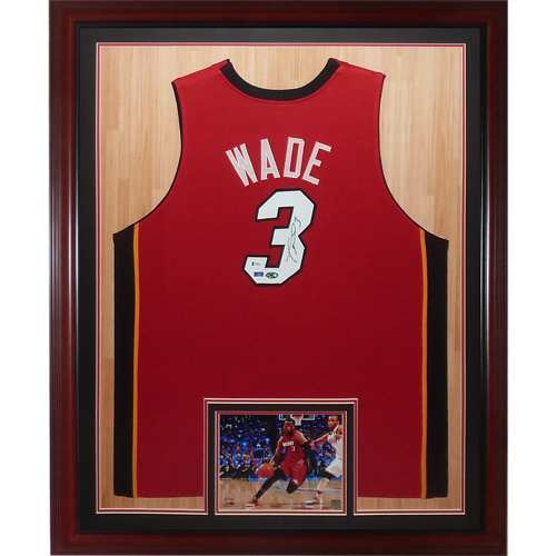 Autographed Dwyane Wade Miami Heat (Red #3) Deluxe Framed Jersey - Fanatics-Powers Sports Memorabilia