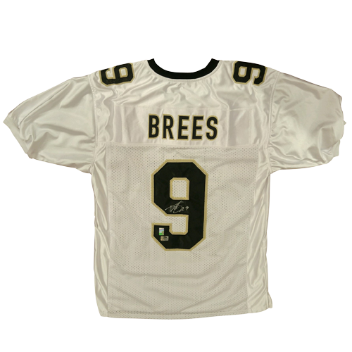 Autographed Drew Brees New Orleans Saints (White #9) Custom Jersey - Brees Holo-Powers Sports Memorabilia