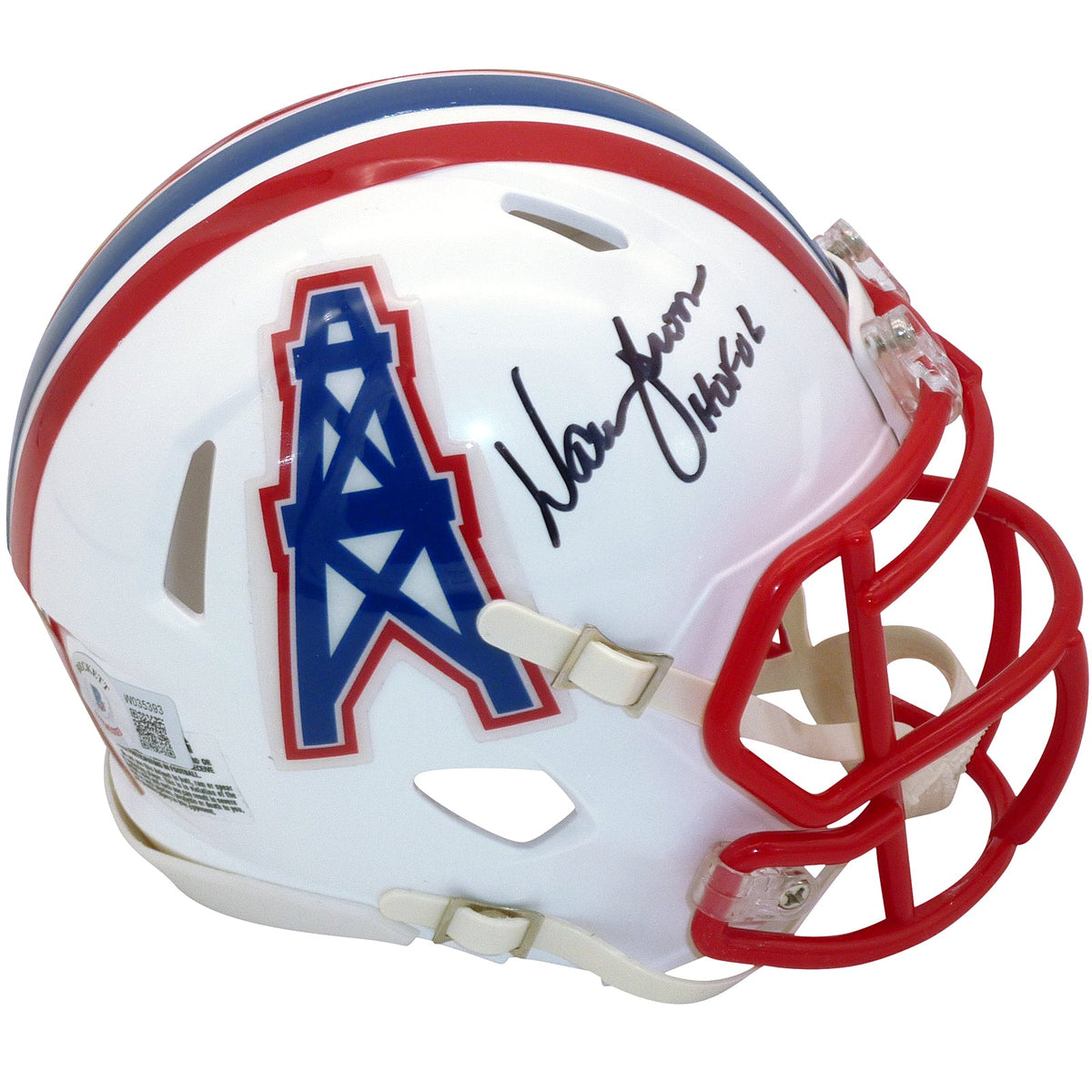Autographed Warren Moon Houston Oilers (Throwback) Mini Helmet - Beckett-Powers Sports Memorabilia