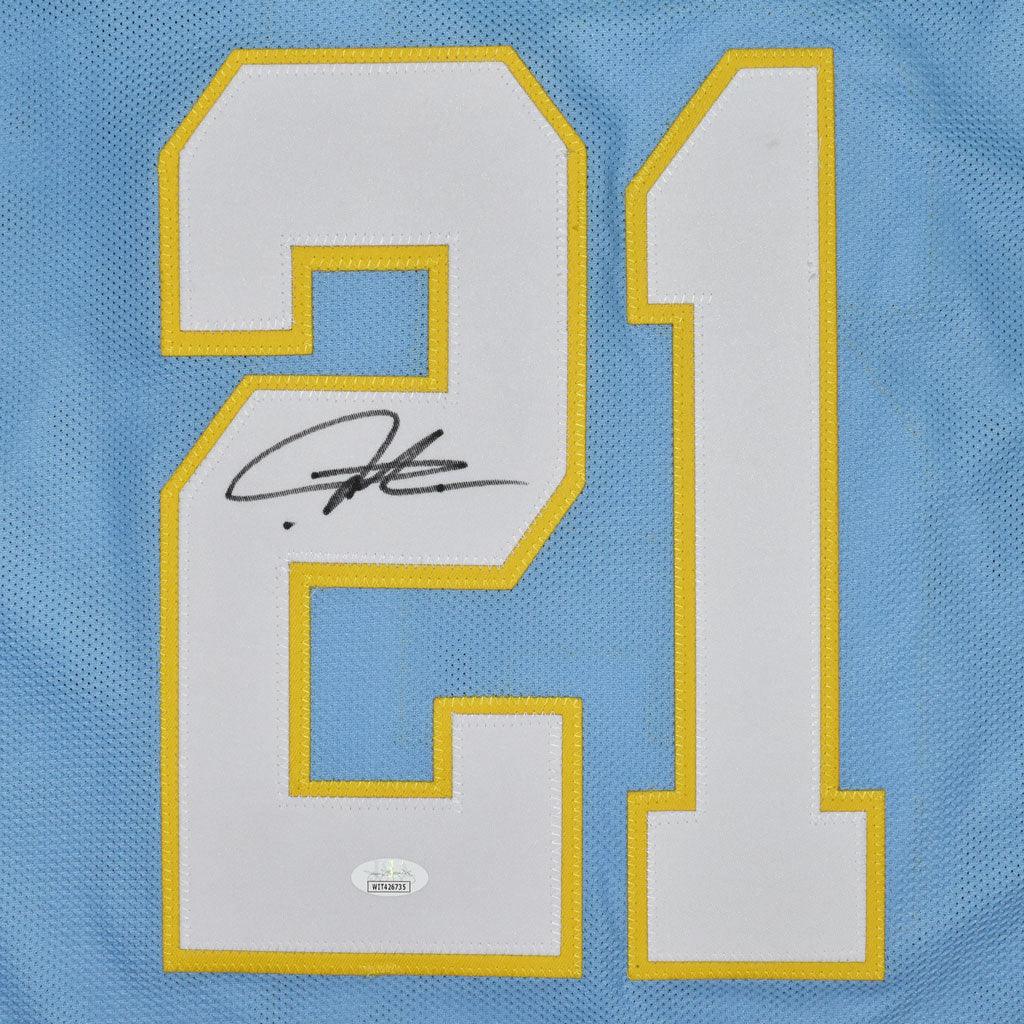 Autographed Ladainian Tomlinson San Diego (Baby Blue #21) Custom Jersey - Beckett-Powers Sports Memorabilia