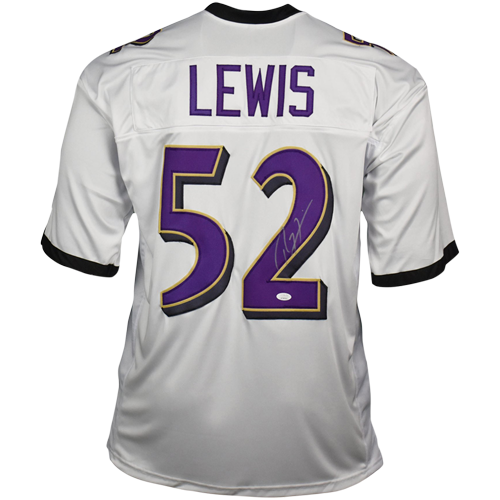 Autographed Ray Lewis Baltimore Ravens (White #52) Custom Jersey - JSA-Powers Sports Memorabilia