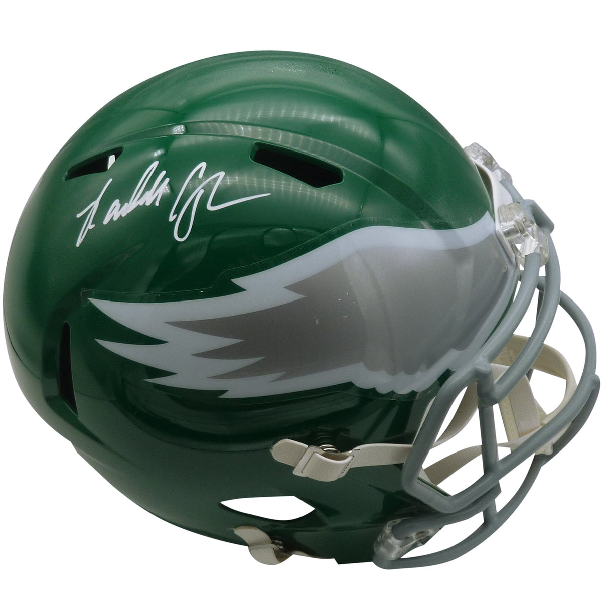 Autographed Randall Cunningham Philadelphia Eagles Deluxe Full-Size Replica Helmet - Beckett-Powers Sports Memorabilia