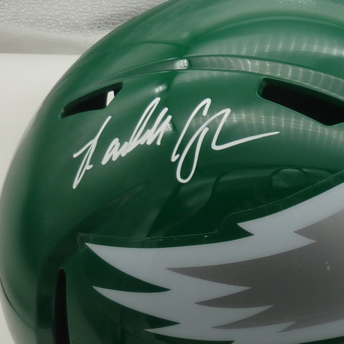 Autographed Randall Cunningham Philadelphia Eagles Deluxe Full-Size Replica Helmet - Beckett-Powers Sports Memorabilia