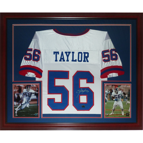 Autographed Lawrence Taylor New York Giants (White #56) Deluxe Framed Jersey - JSA-Powers Sports Memorabilia