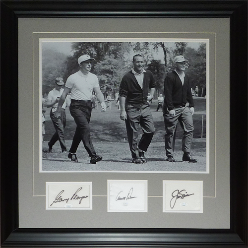 Autographed Jack Nicklaus, Arnold Palmer And Gary Player Big 3 Deluxe Framed Golf Piece - JSA-Powers Sports Memorabilia