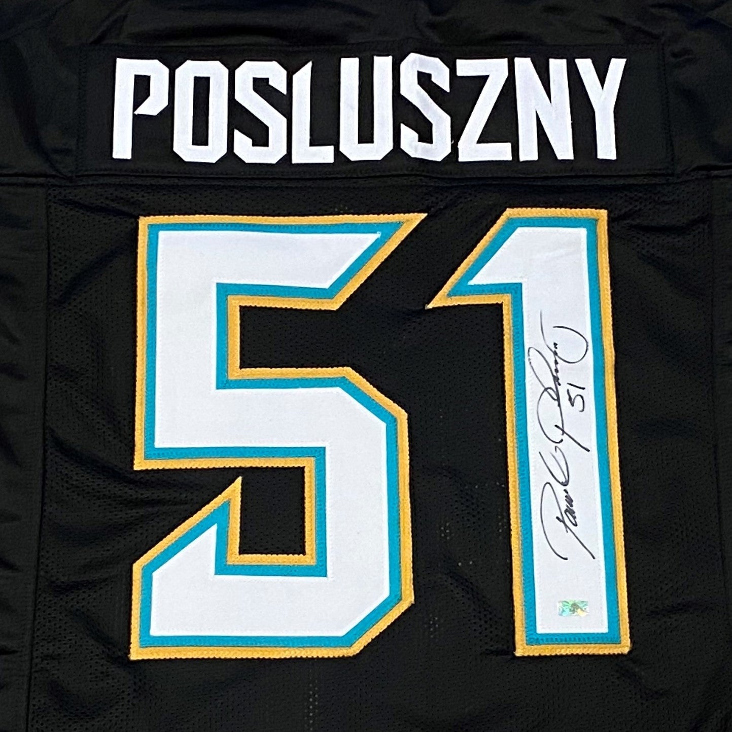 Autographed Paul Posluszny Jacksonville Jaguars (Black #51) Custom Jersey-Powers Sports Memorabilia