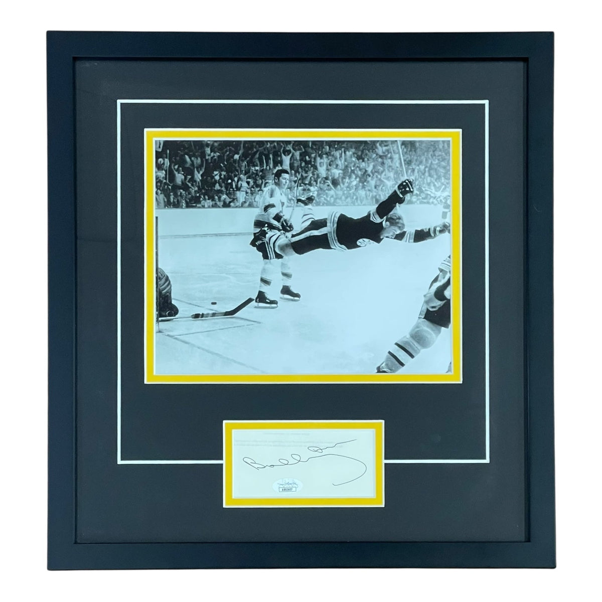 Autographed Bobby Orr Boston Bruins (Flying Goal) Photo "Signature Series" Frame - JSA-Powers Sports Memorabilia