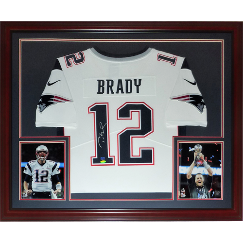 Autographed Tom Brady New England Patriots (White #12 Nike) Deluxe Framed Jersey - Fanatics-Powers Sports Memorabilia