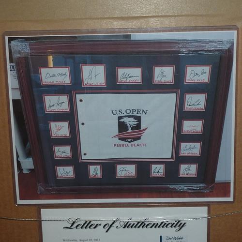 Autographed U.S. Open Former Champions Pebble Beach Deluxe Framed Collage - 16 Signatures, Nicklaus, Player - PSA/DNA-Powers Sports Memorabilia
