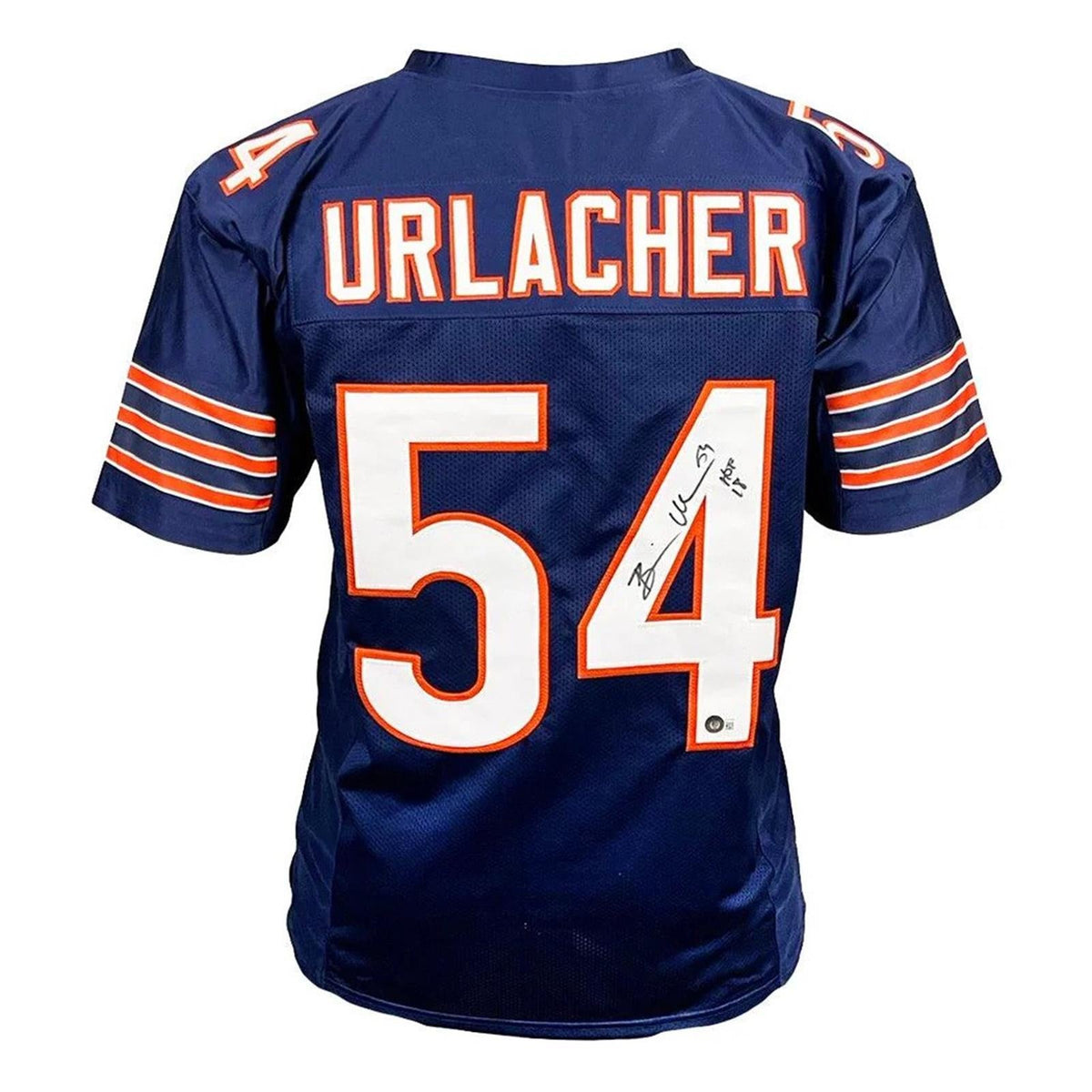 Autographed Brian Urlacher Chicago Bears (Blue #54) Custom Jersey w/ "HOF 18" - Beckett-Powers Sports Memorabilia