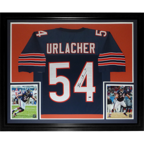 Autographed Brian Urlacher Chicago Bears (Blue #54) Deluxe Framed Jersey - Beckett-Powers Sports Memorabilia
