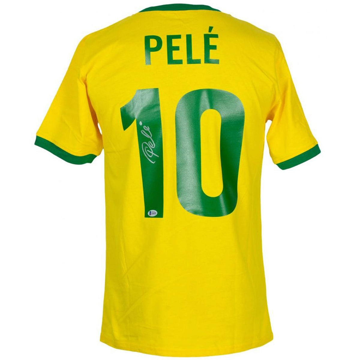 Autographed Pele Brazil (Yellow #10) Replica Soccer Jersey - Beckett-Powers Sports Memorabilia
