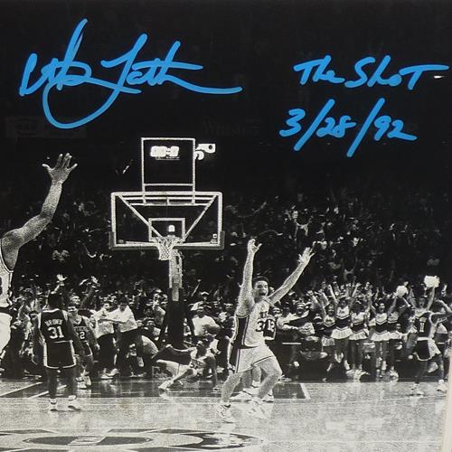 Autographed Christian Laettner Duke Blue Devils (1992 Final Four) Deluxe Framed 16x20 Photo w/ "The Shot", "3/28/92" - JSA-Powers Sports Memorabilia