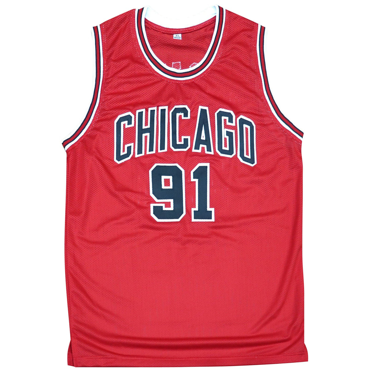 Autographed Dennis Rodman Chicago Bulls (Red #91) Custom Jersey - JSA-Powers Sports Memorabilia