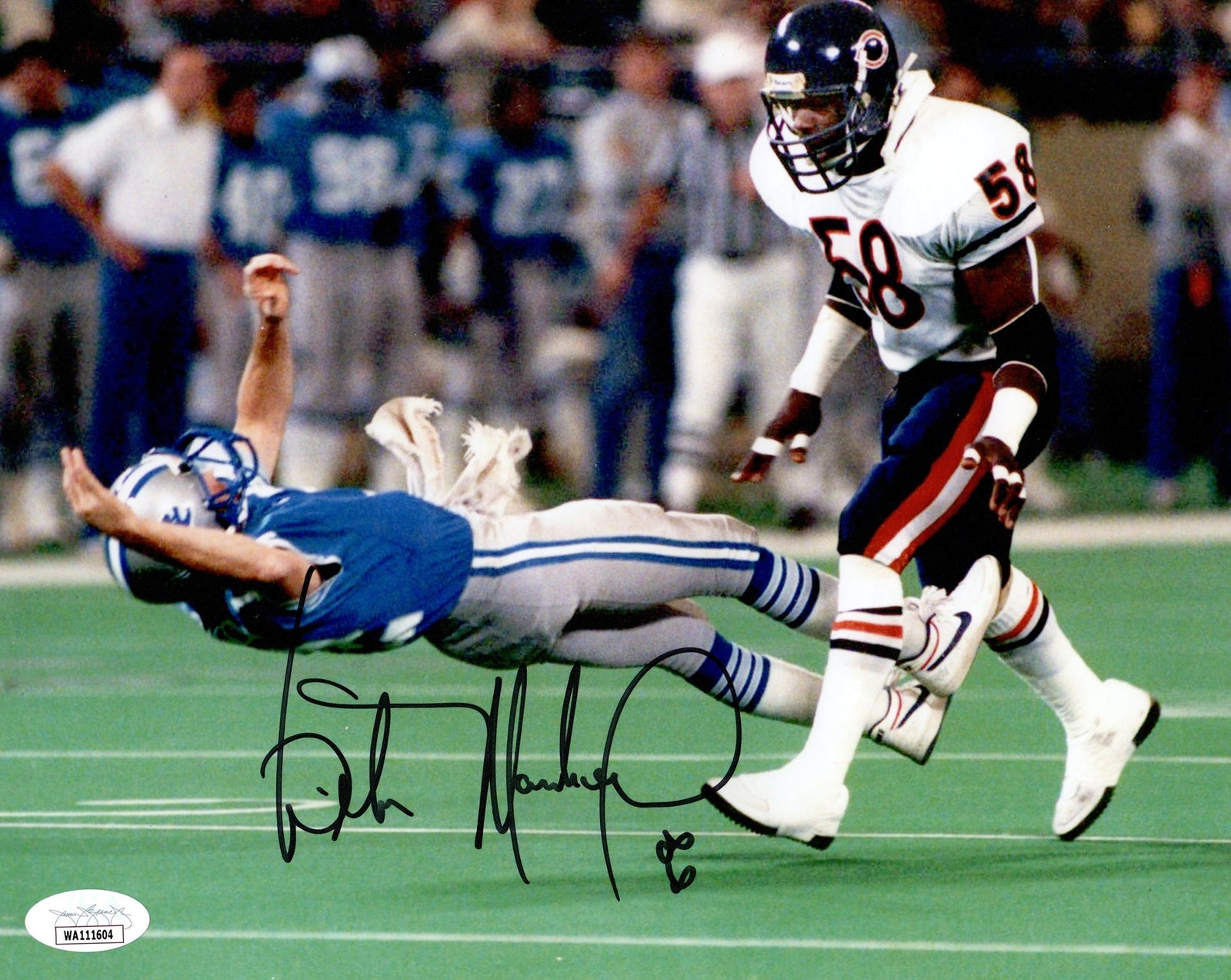 Autographed Wilber Marshall Chicago Bears (Lay Out Lions QB) 8x10 Photo - JSA-Powers Sports Memorabilia