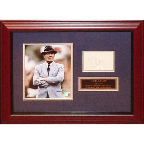 Autographed Tom Landry Dallas Cowboys Deluxe Framed Tribute Piece - JSA-Powers Sports Memorabilia