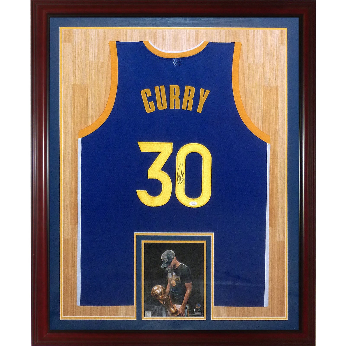 Autographed Stephen Curry Golden State Warriors (Blue #30) Deluxe Framed Jersey - JSA-Powers Sports Memorabilia