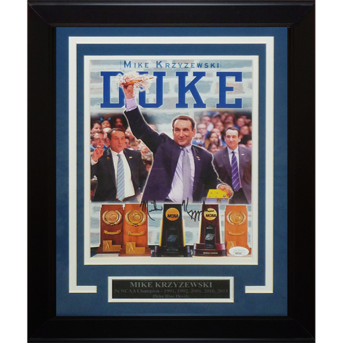 Autographed Mike Krzyzewski Duke Blue Devils Deluxe Framed 8x10 Promo Photo - JSA-Powers Sports Memorabilia