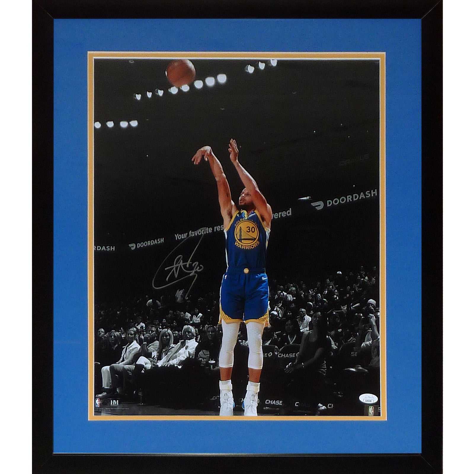Autographed Stephen Curry Golden State Warriors (Action) Deluxe Framed 16x20 Photo - JSA-Powers Sports Memorabilia