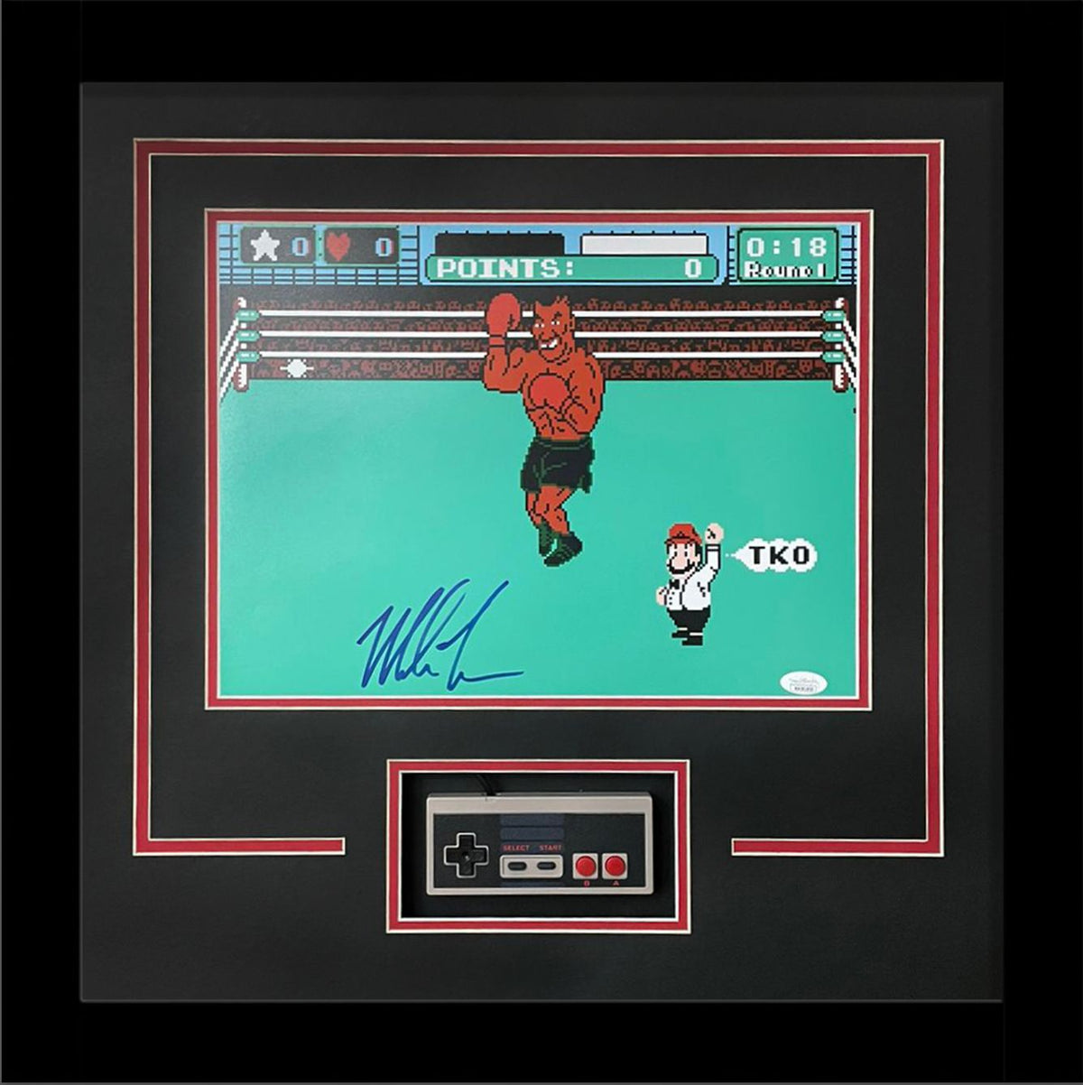 Autographed Mike Tyson Boxing (Nintendo Punchout) 11x14 Photo Deluxe Framed Shadowbox with NES Controller - Tyson Holo-Powers Sports Memorabilia