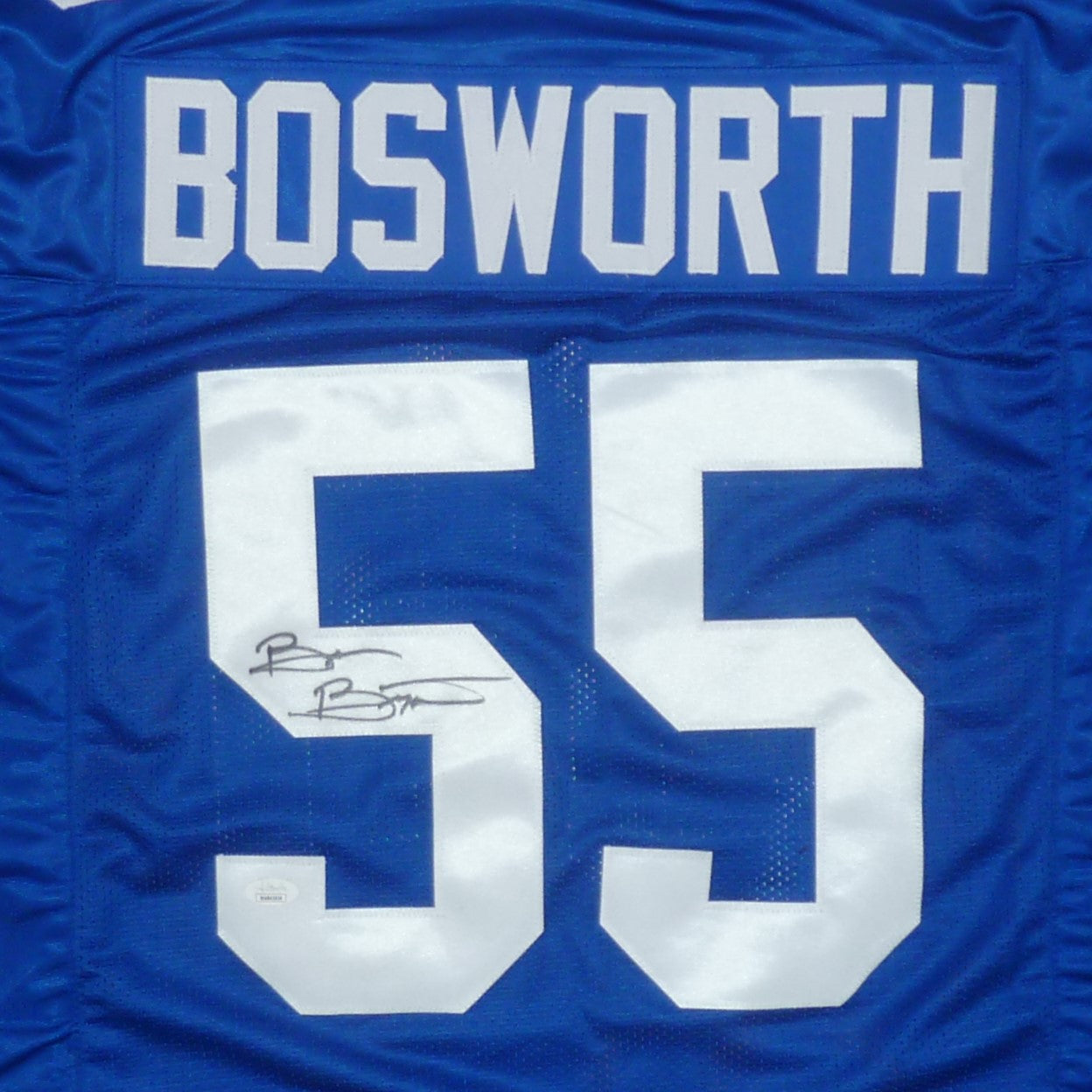 Autographed Brian Bosworth "The Boz" Seattle (Blue #55) Custom Jersey - JSA-Powers Sports Memorabilia