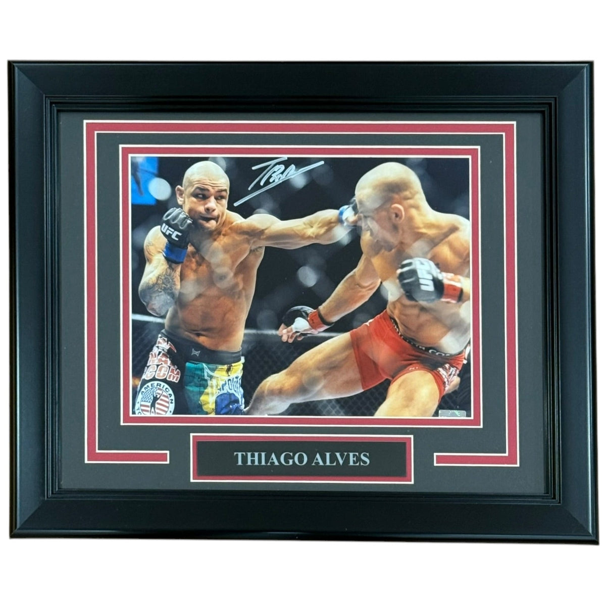 Autographed Thiago Alves MMA UFC Deluxe Framed 8x10 Photo-Powers Sports Memorabilia