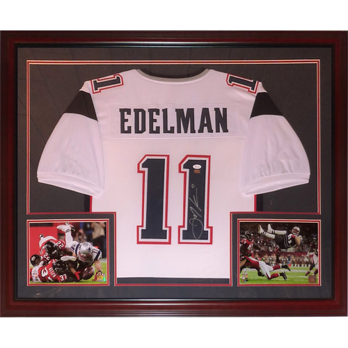 Autographed Julian Edelman New England Patriots (White #11) Deluxe Framed Jersey - JSA-Powers Sports Memorabilia