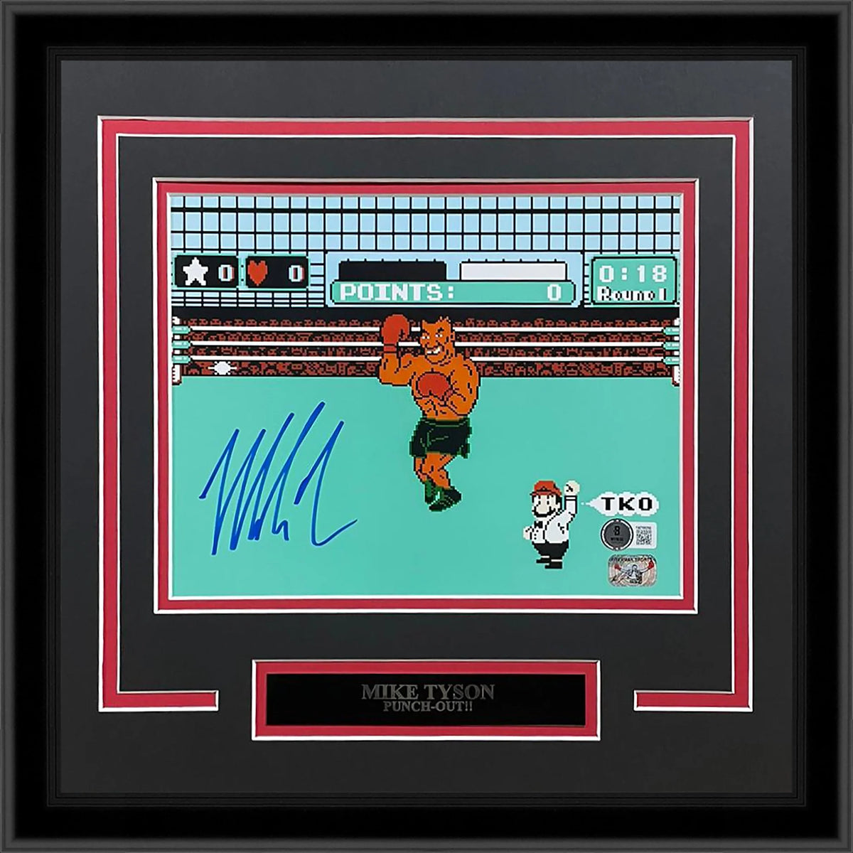 Autographed Mike Tyson Boxing (Nintendo Punchout) Deluxe Framed 8x10 Photo w/ Nameplate - JSA