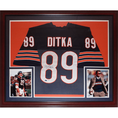 Autographed Mike Ditka Chicago Bears (Blue #89) Deluxe Framed Jersey - PSA/DNA-Powers Sports Memorabilia