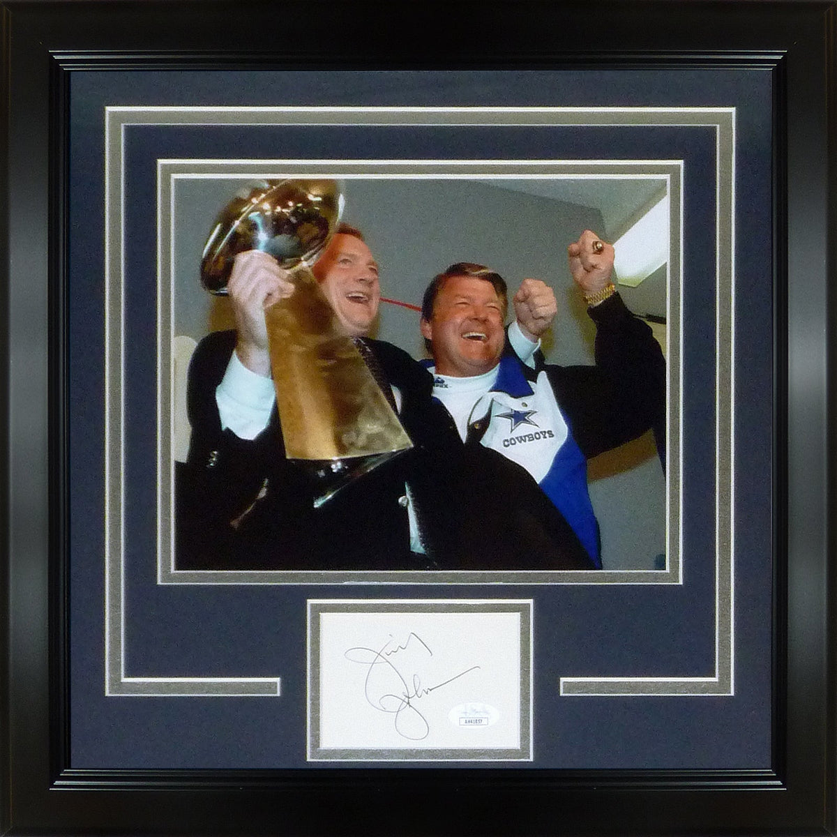 Autographed Jimmy Johnson Dallas Cowboys "Signature Series" Frame - JSA-Powers Sports Memorabilia