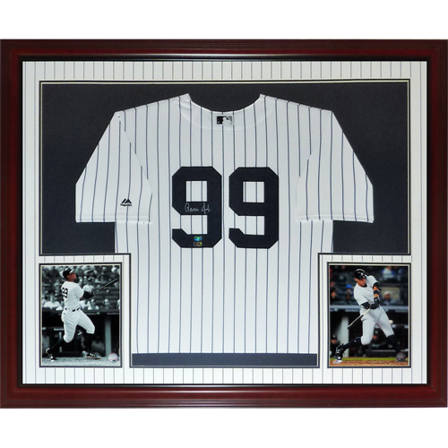 Autographed Aaron Judge New York Yankees (Pinstripe #99) Deluxe Framed Jersey - Fanatics-Powers Sports Memorabilia