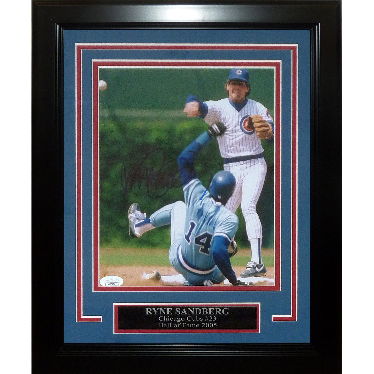 Autographed Ryne Sandberg Chicago Cubs (Fielding) Deluxe Framed 8x10 Photo - JSA-Powers Sports Memorabilia