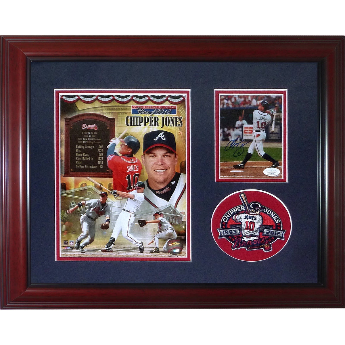 Autographed Chipper Jones Atlanta Braves (Final Season) Deluxe Framed Tribute Piece - JSA-Powers Sports Memorabilia