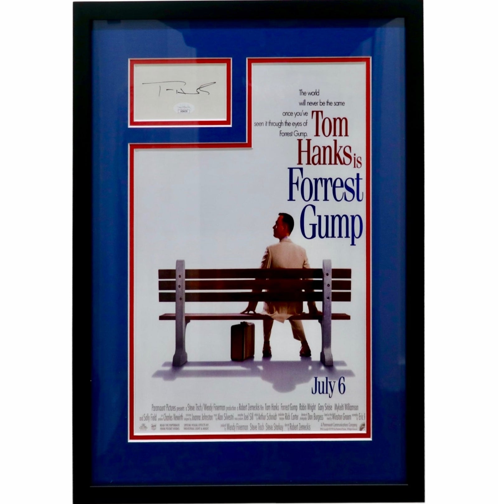Autographed Tom Hanks Forrest Gump 11x17 Movie Poster Frame with Signature - JSA-Powers Sports Memorabilia