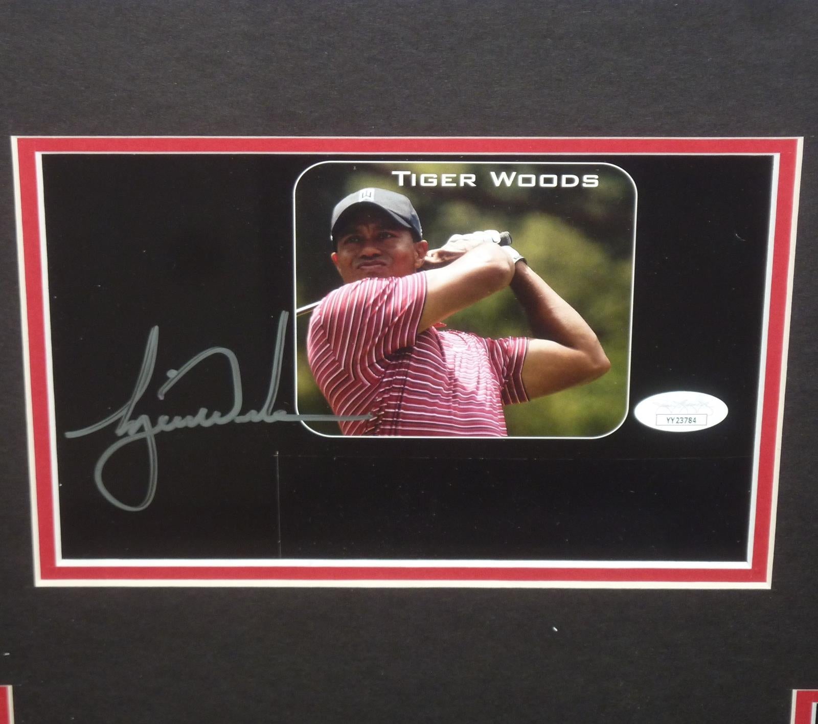 Autographed Tiger Woods Tiger Slam Scorecards Deluxe Framed Tribute Piece - JSA-Powers Sports Memorabilia