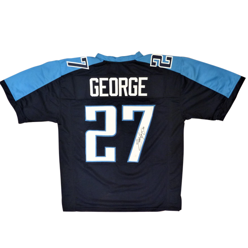 Autographed Eddie George Tennessee Titans (Blue #27) Custom Jersey - JSA-Powers Sports Memorabilia