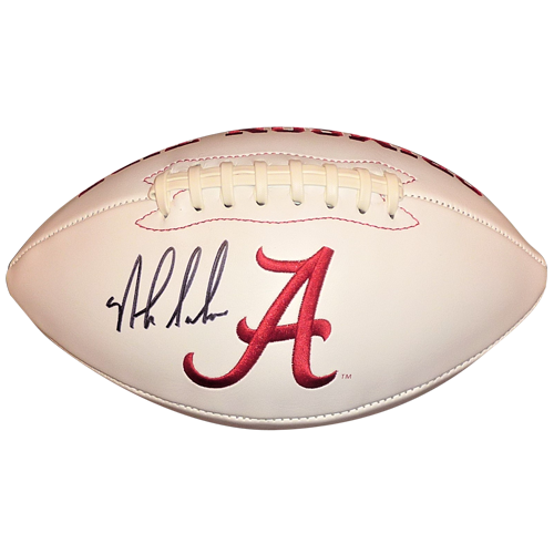 Autographed Nick Saban Alabama Crimson Tide Logo Football-Powers Sports Memorabilia