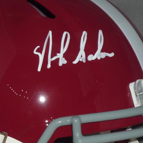 Autographed Nick Saban Alabama Crimson Tide (Speed) Deluxe Full-Size Replica Helmet - Beckett Witness-Powers Sports Memorabilia