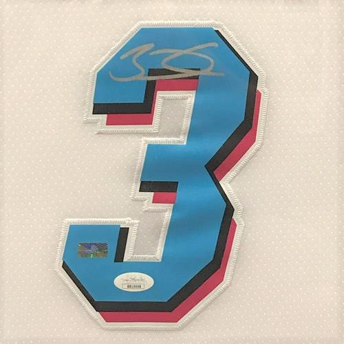 Autographed Dwyane Wade Miami Heat (White Vice #3) Deluxe Framed Jersey - JSA-Powers Sports Memorabilia