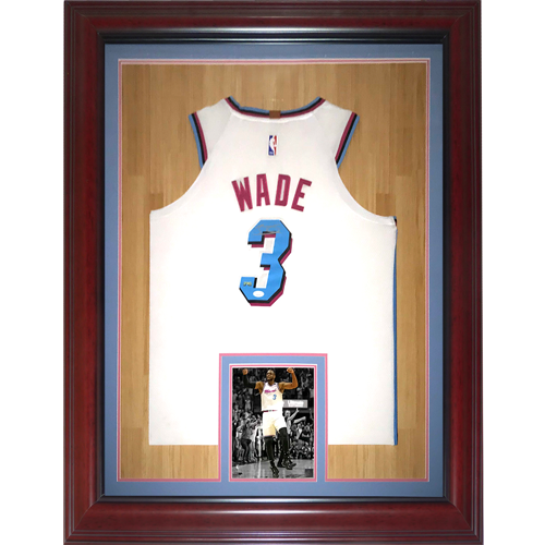 Autographed Dwyane Wade Miami Heat (White Vice #3) Deluxe Framed Jersey - JSA-Powers Sports Memorabilia
