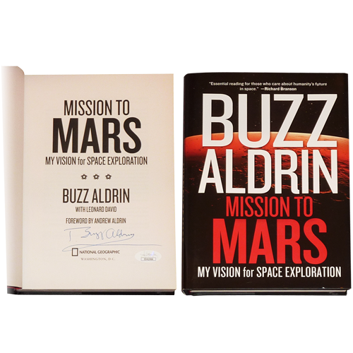 Autographed Buzz Aldrin NASA "Mission To Mars" Book - JSA-Powers Sports Memorabilia