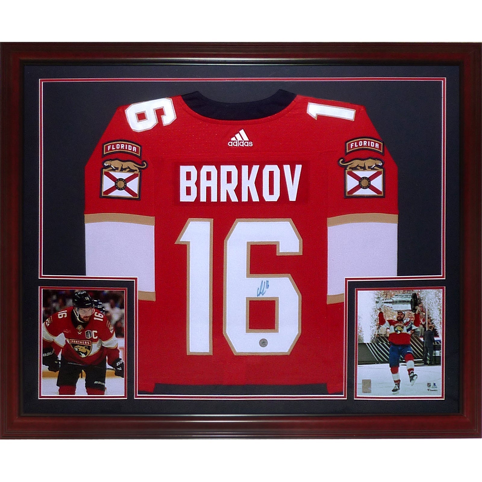 Autographed Aleksander Barkov Florida Panthers (Adidas Red #16) Deluxe Framed Jersey - JSA-Powers Sports Memorabilia