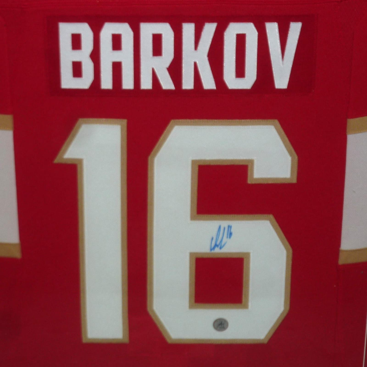 Autographed Aleksander Barkov Florida Panthers (Adidas Red #16) Deluxe Framed Jersey - JSA-Powers Sports Memorabilia