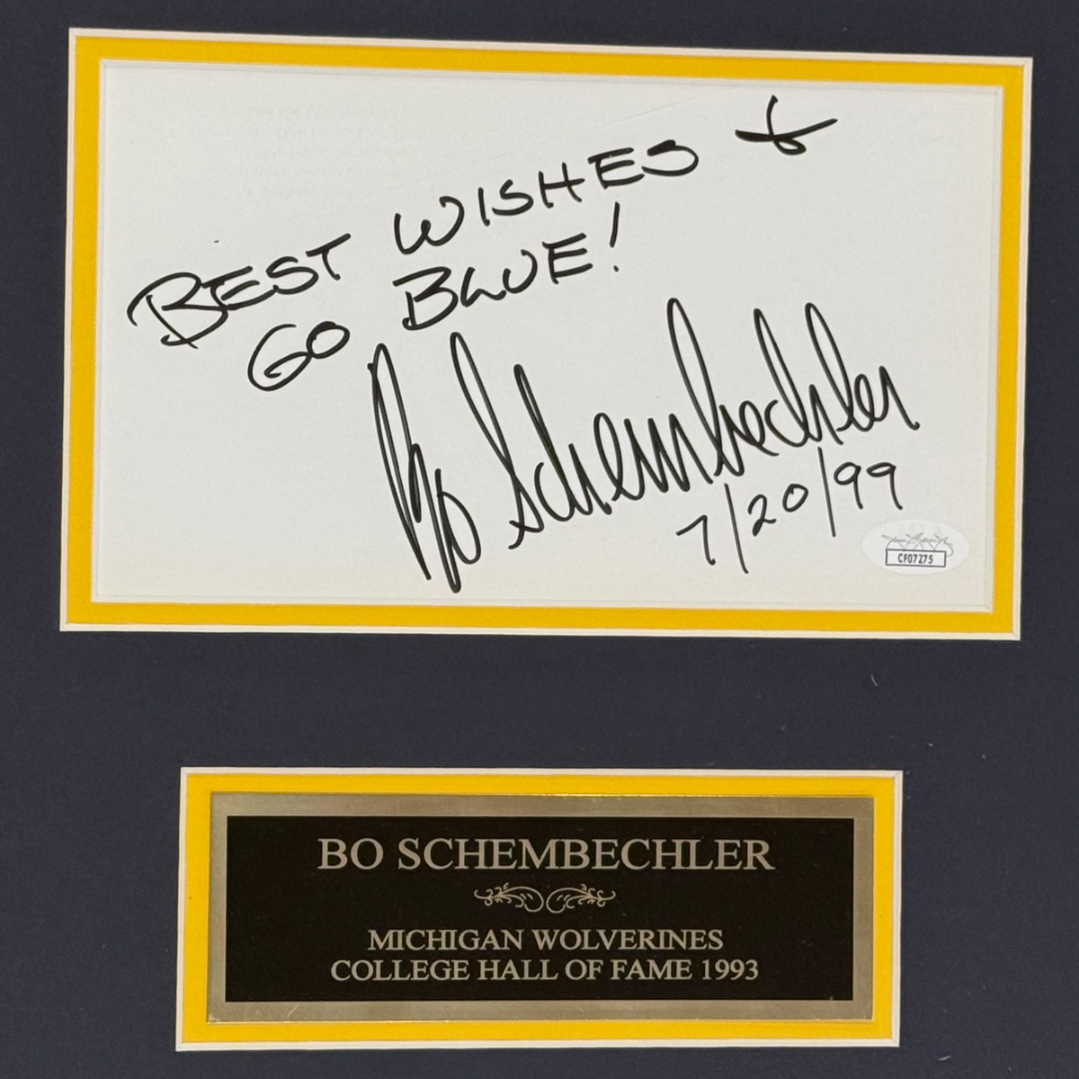 Autographed Bo Schembechler Michigan Wolverines Deluxe Framed Tribute Piece - JSA-Powers Sports Memorabilia