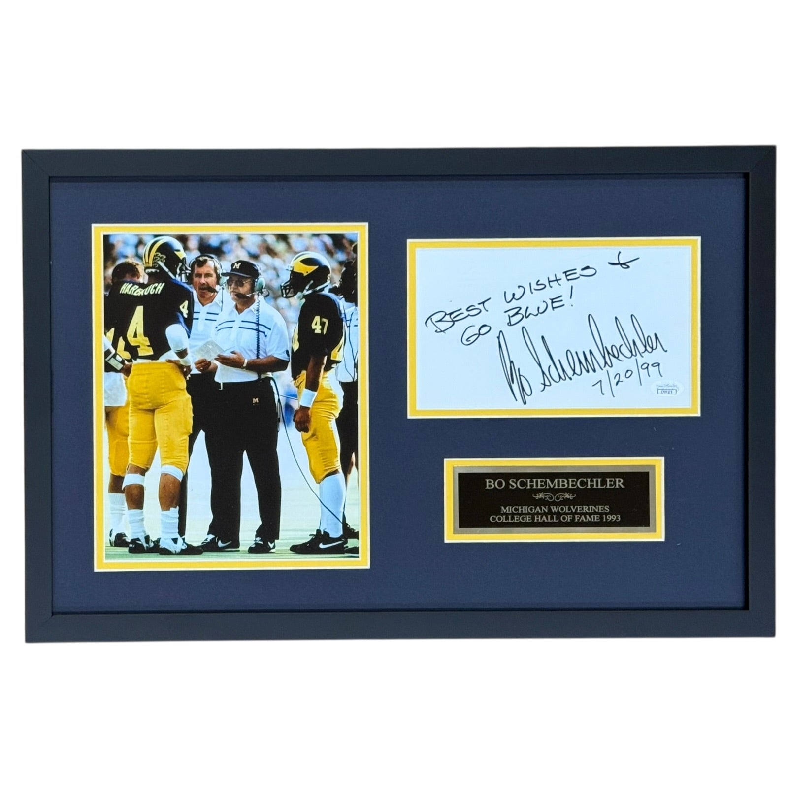 Autographed Bo Schembechler Michigan Wolverines Deluxe Framed Tribute Piece - JSA-Powers Sports Memorabilia